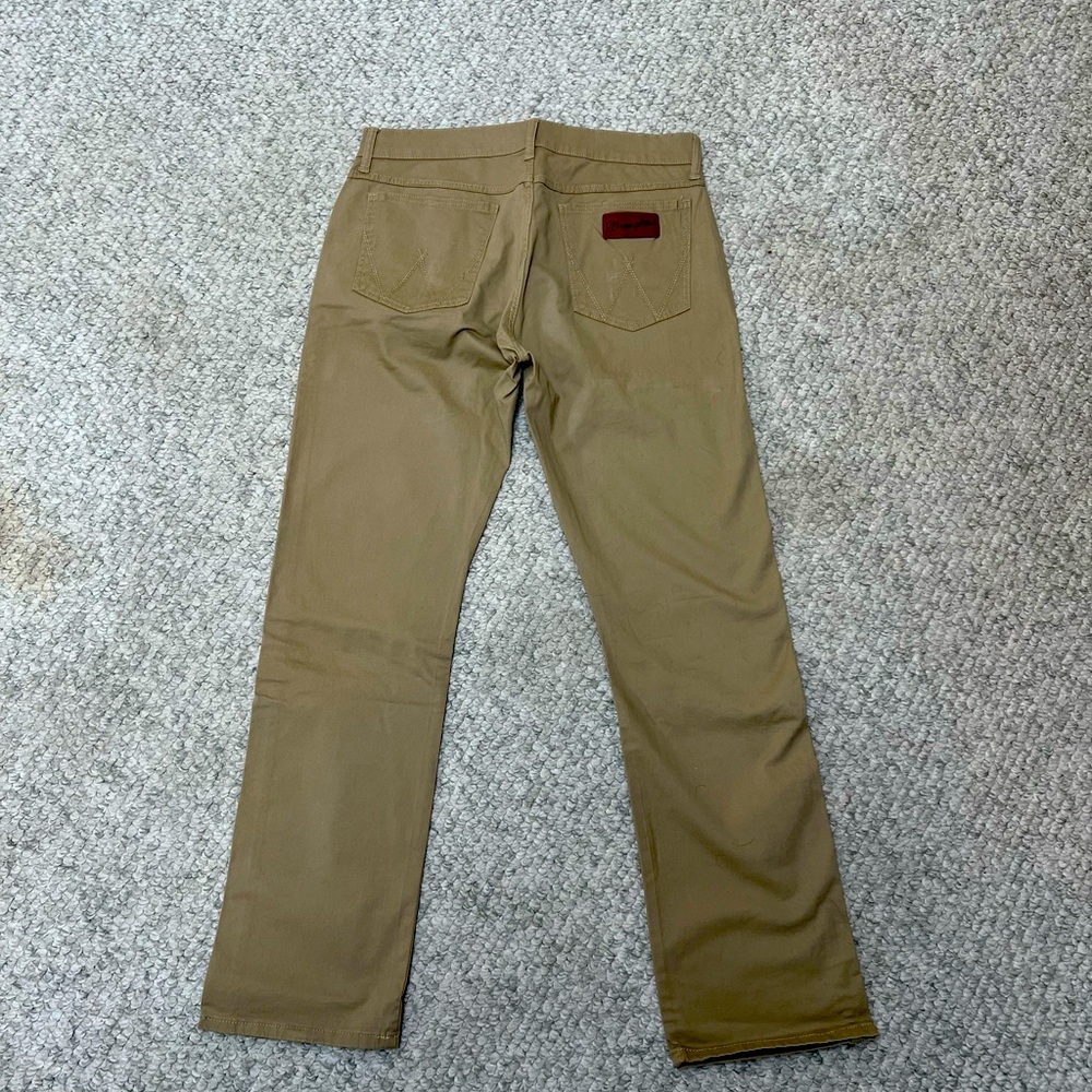 Wrangler tan/khaki slim straight boot cut dress pant